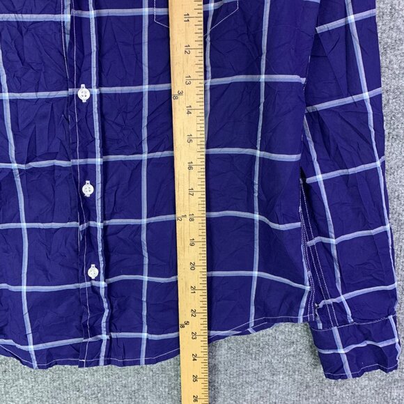 Frank & Eileen Barry Small Plaid Button-Up‎ Shirt In Blue & White Italy - Picture 9 of 12